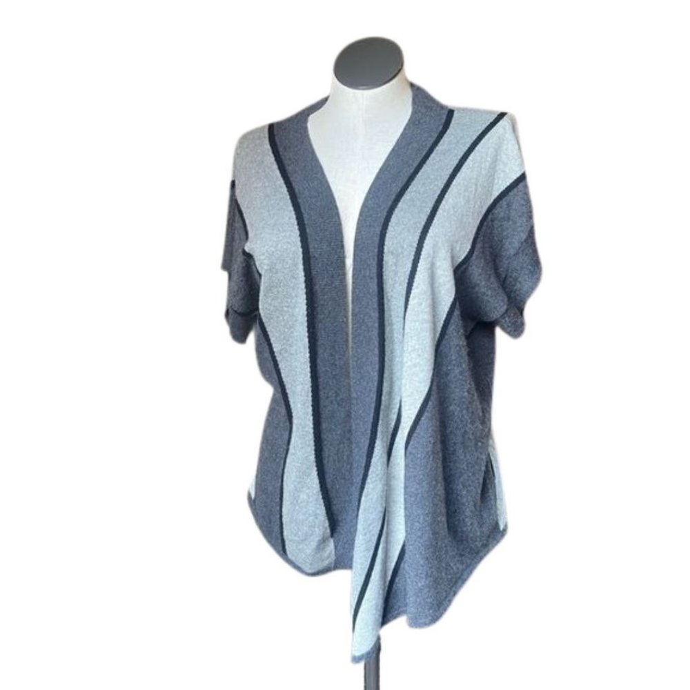 Amanda Wakeley 100% Cashmere Grey & Black Striped Sweater Cardigan